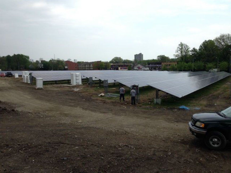 History of East Cleveland: 6-acre solar farm is built in 2014 | A field of solar panels along Euclid Avenue